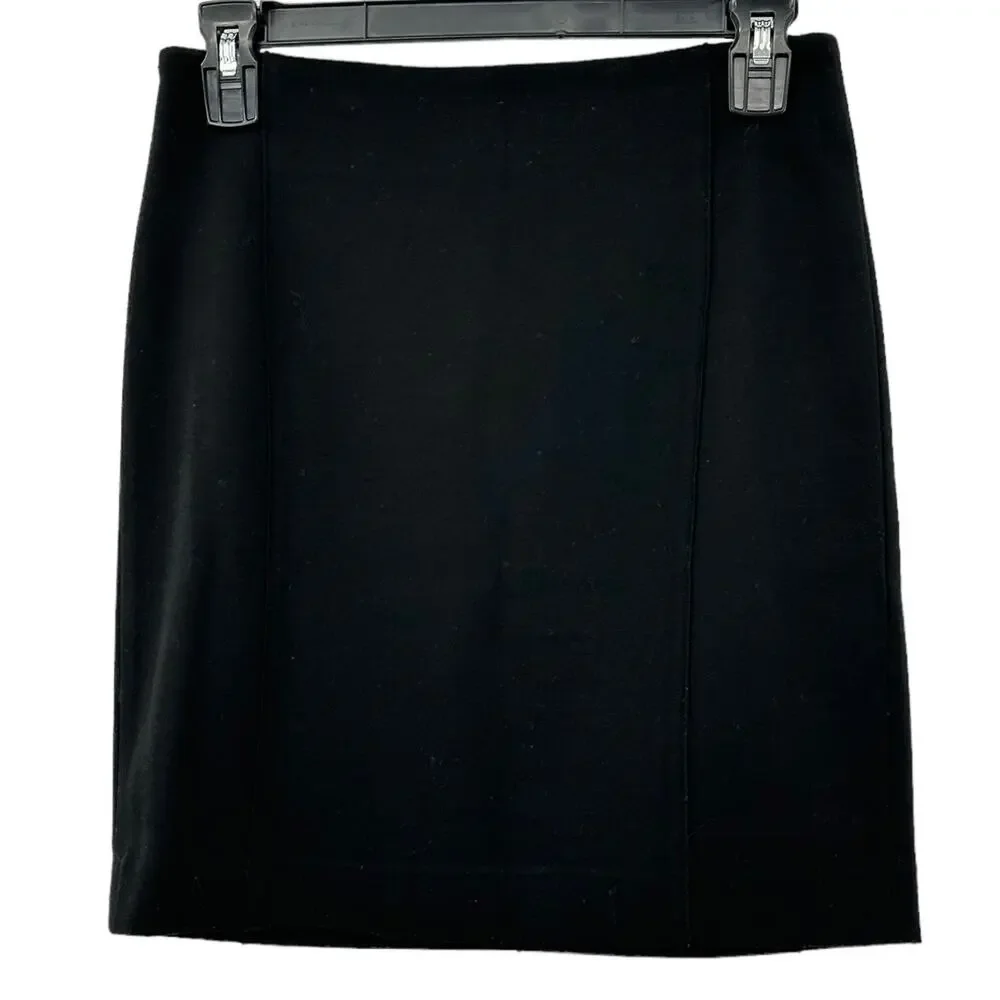 Rebecca Taylor Skirt Womens 4 Pencil Mini Black Ponte Knit Minimalist Party Club